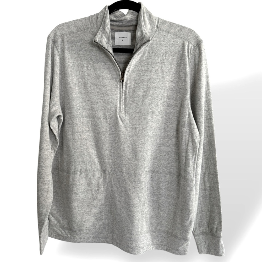 Billy Reid Half Zip Pockets Pullover Size Medium Heathered Gray
